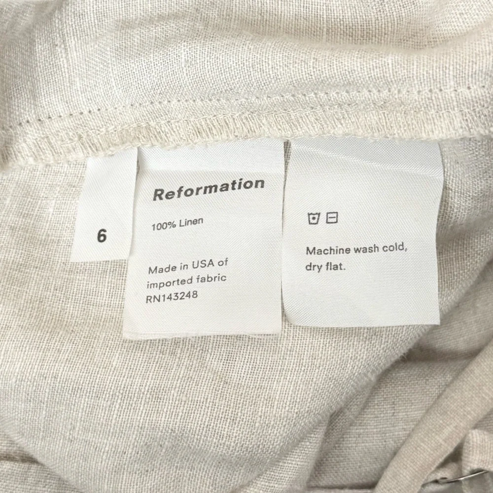 REFORMATION Linen Sweetheart Neck Button Front Sleeveless Wide Leg Jumpsuit‎ 6